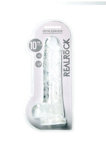 Realrock Realistic Dildo With Balls 25.4 cm Crystal Clear TPE Construction - Realistic Dildos