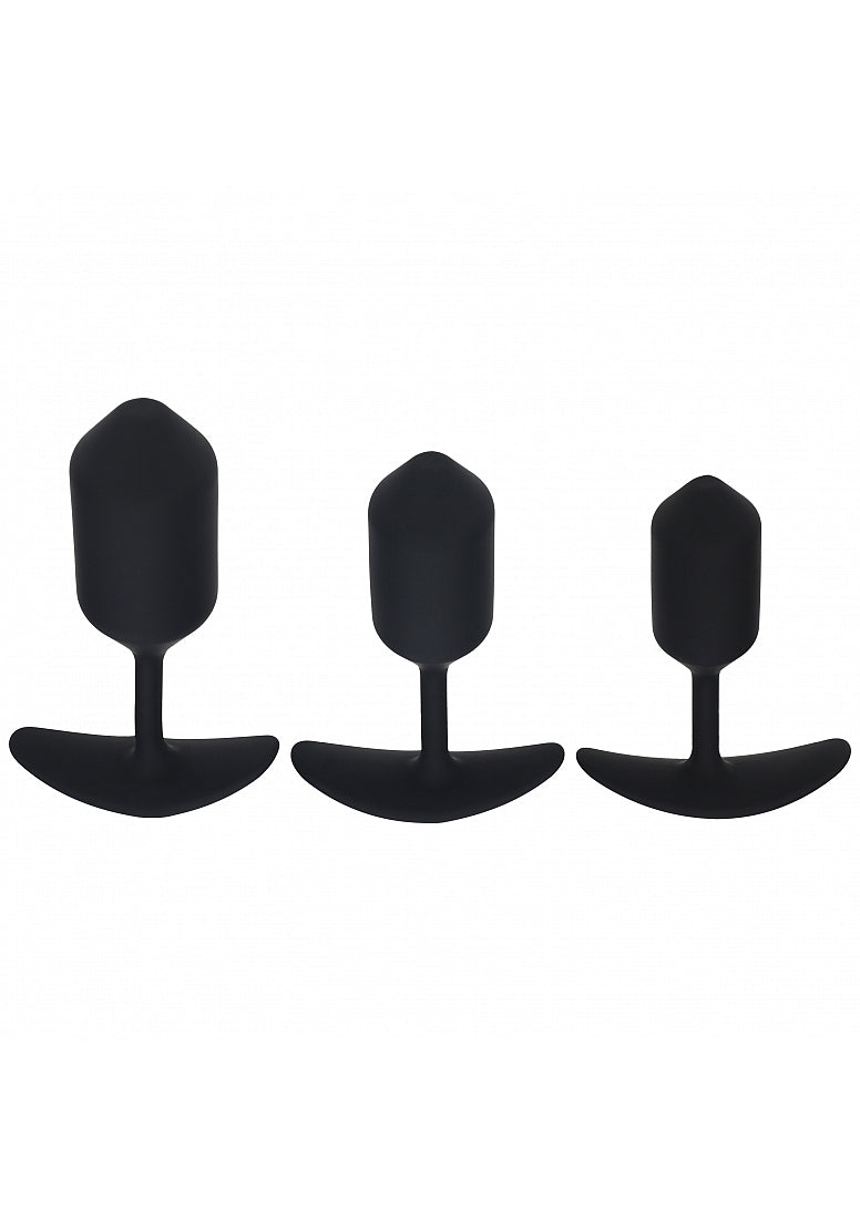 Shots LEVELZ 3 Pack Silicone Weighted Anal Plug Training Set - Black - Butt Plugs