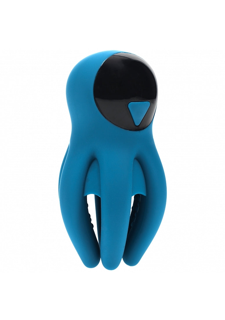 Shots LEVELZ Digital Vibrating Silicone Penis Head Stimulator - Teal - Masturbators and Strokers