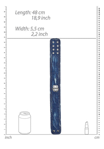 Shots Toys Denim Style Bondage Collar With Leash - Collars and Leads
