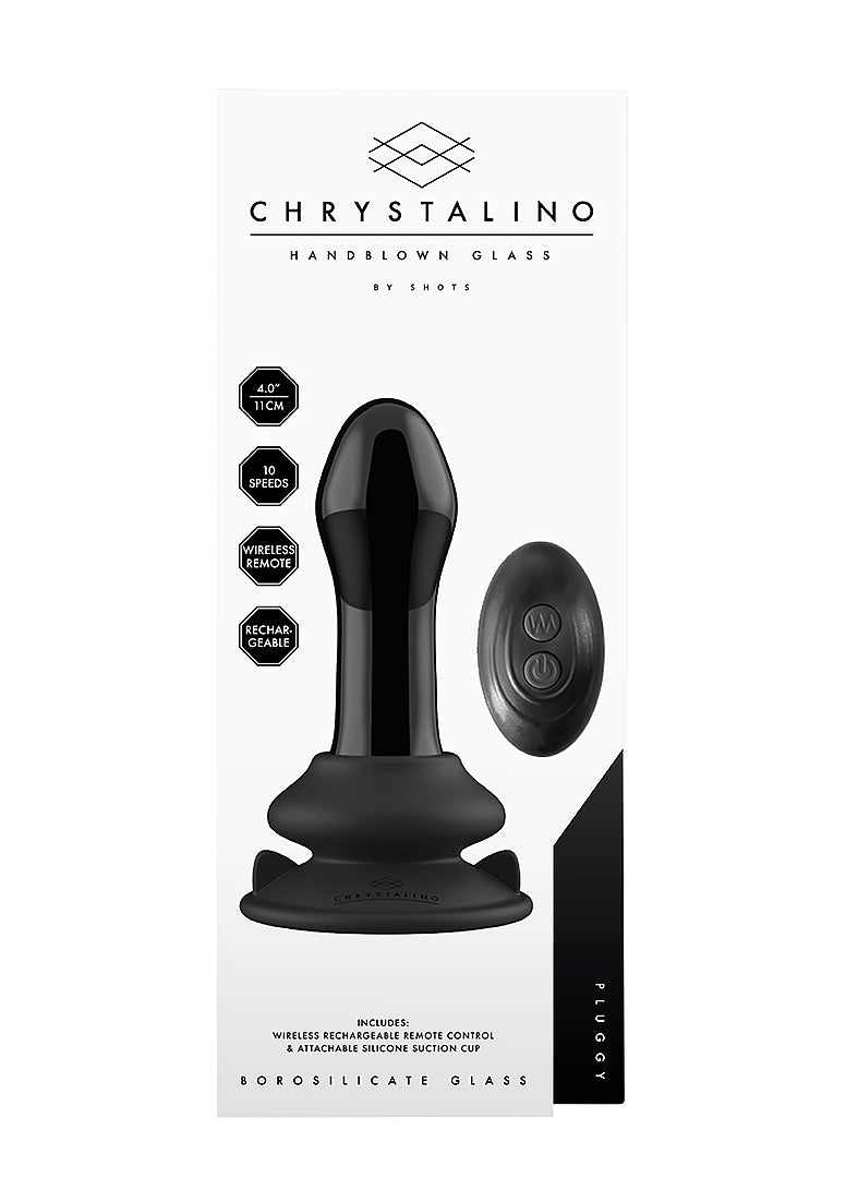 Shots Pluggy Suction Cup 10 Functions Glass Vibrator - Glass Sex Toys
