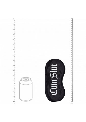 Shots Toys OUCH! Satin Cum Slut Printed Bondage Mask - Masks And Blindfolds