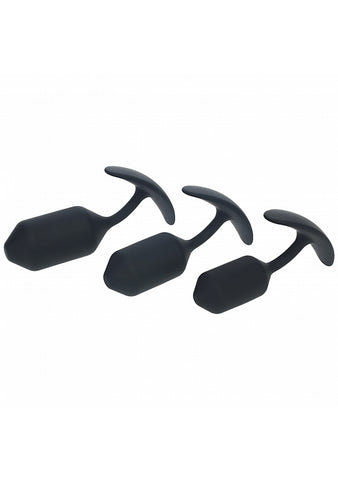 Shots Levelz Silicone Weighted Anal Plug Training Set 3 Pack - Butt Plugs