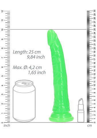 Shots Toys 9 Inch Slim Glow in the Dark Neon Dildo