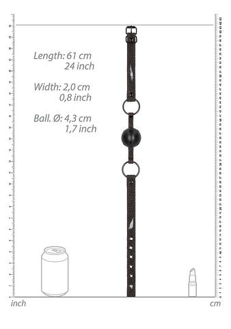 Shots Toys Breathable Ball Gag with Roughend Denim Straps - Bondage Gags and Bits