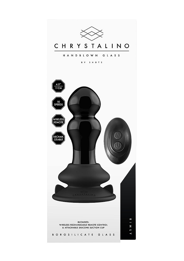 Shots Rimly Remote Control Glass Vibrator With Suction Cup - Glass Sex Toys