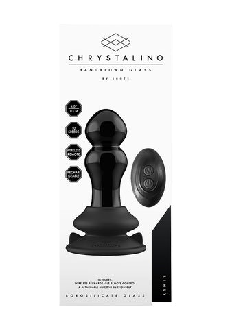 Shots Rimly Remote Control Glass Vibrator With Suction Cup - Glass Sex Toys