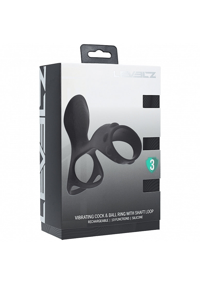 Shots Levelz Vibrating Cock and Ball Ring with Shaft Loop - - Vibrating Cock Rings