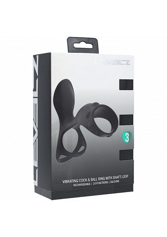 Shots Levelz Vibrating Cock and Ball Ring with Shaft Loop - Vibrating Cock Rings