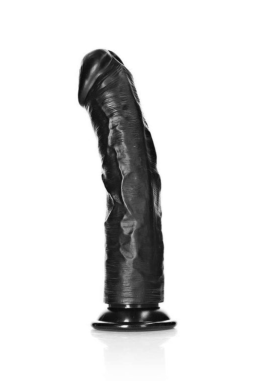 Realrock Curved Realistic Dildo With Suction Cup 25.5cm - Black - Realistic Dildos