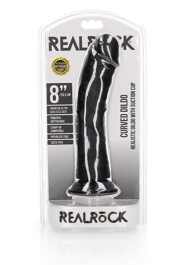 Realrock Curved Suction Cup Realistic Dong 20.5 cm - - Realistic Dildos