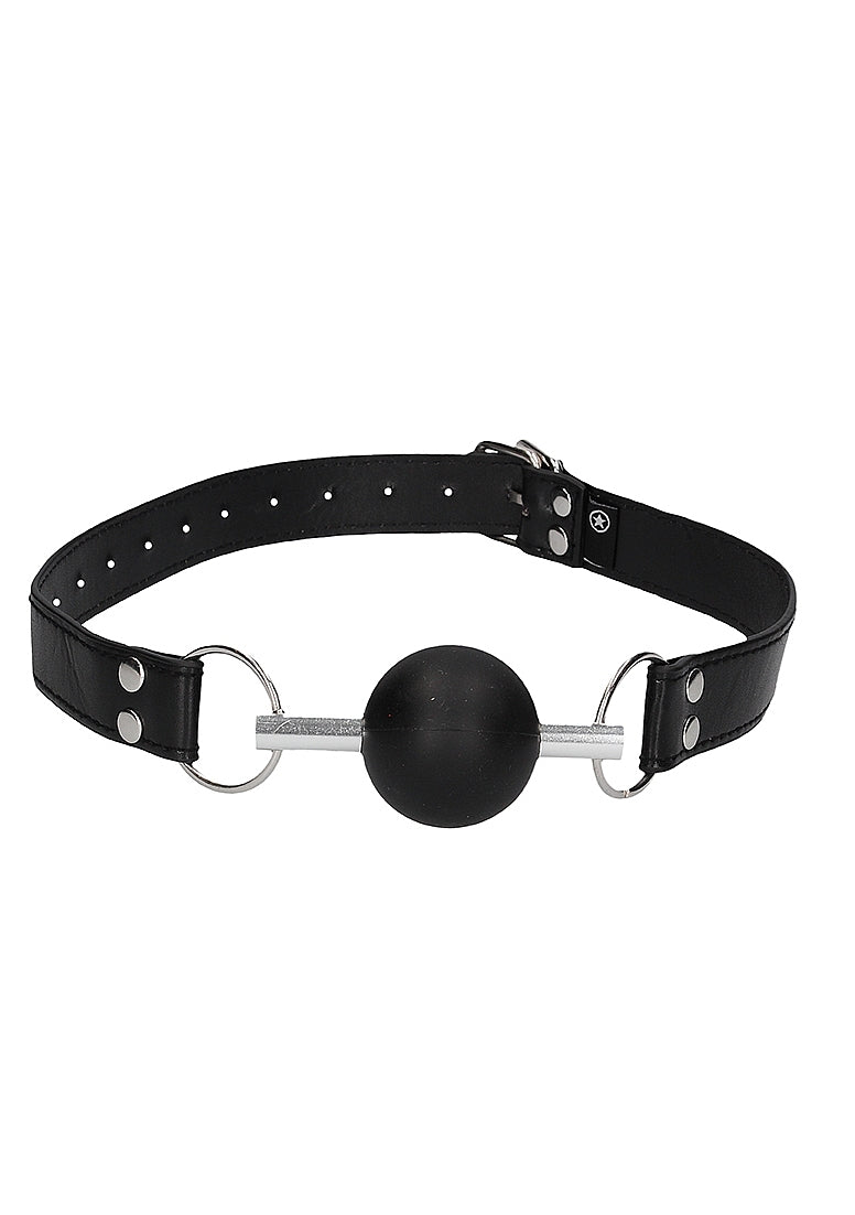Shots Toys Solid Ball Gag With Bonded Leather Straps - Bondage Gags and Bits