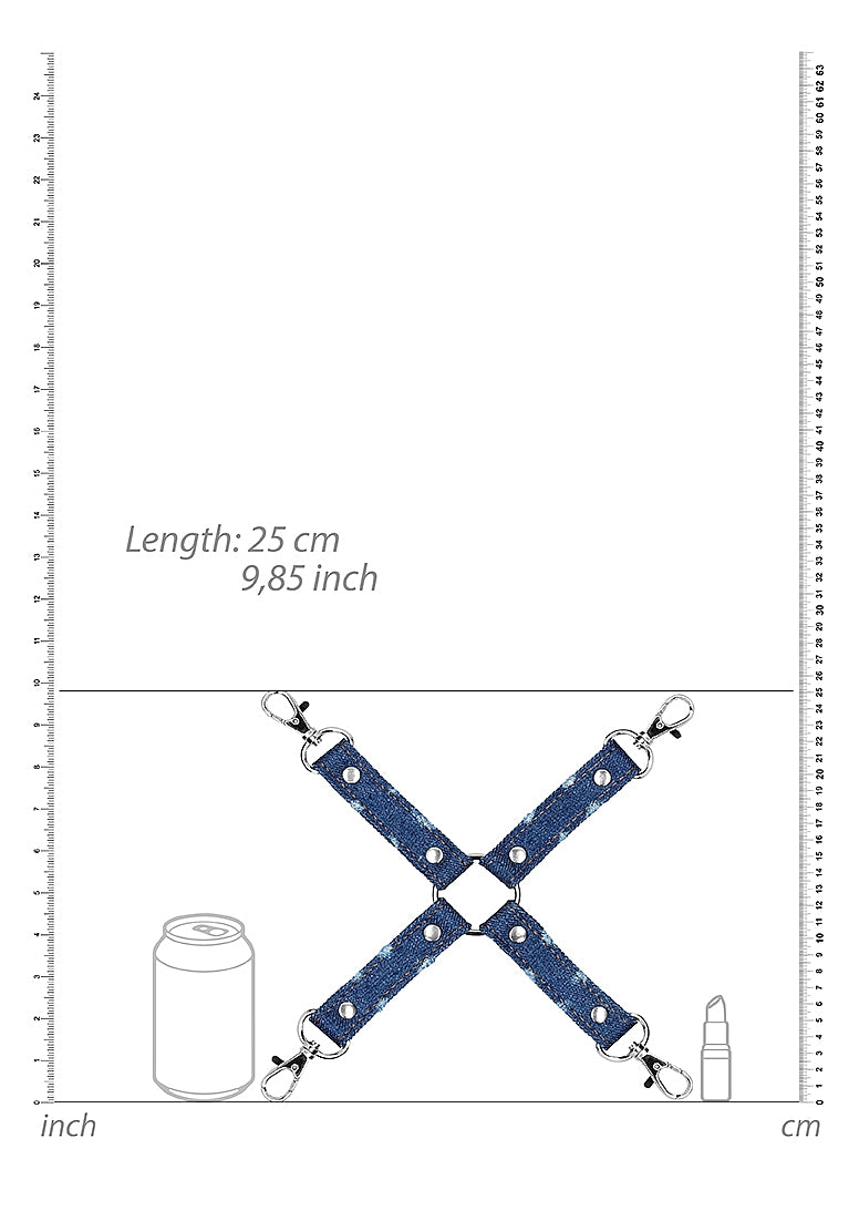 Shots Toys Roughend Denim Style Fetish Play Hogtie - - Cuffs And Restraints