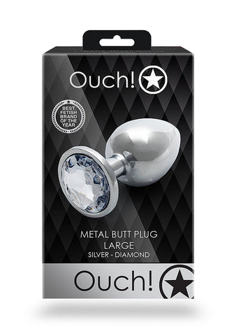 Shots Toys Round Gem Metal Surface Butt Plug Large - Butt Plugs