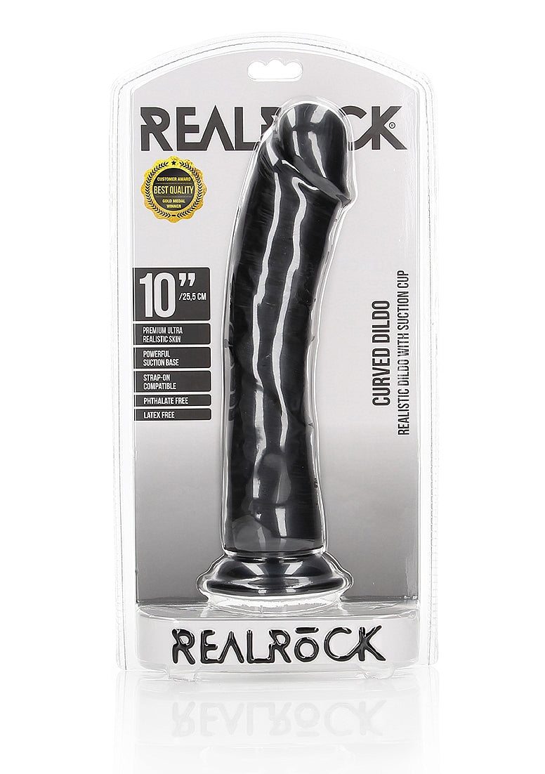 Realrock Curved Realistic Dildo With Suction Cup 25.5cm - - Realistic Dildos