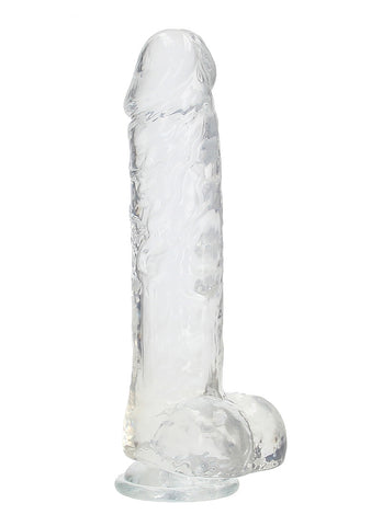 Realrock Realistic Dildo With Balls 25.4 cm Crystal Clear TPE Construction - Realistic Dildos