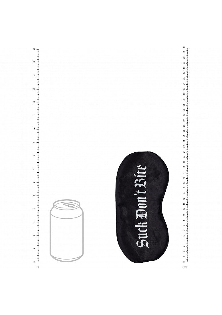 Shots Toys OUCH! Suck Don't Bite Printed Satin BDSM Mask - Masks And Blindfolds