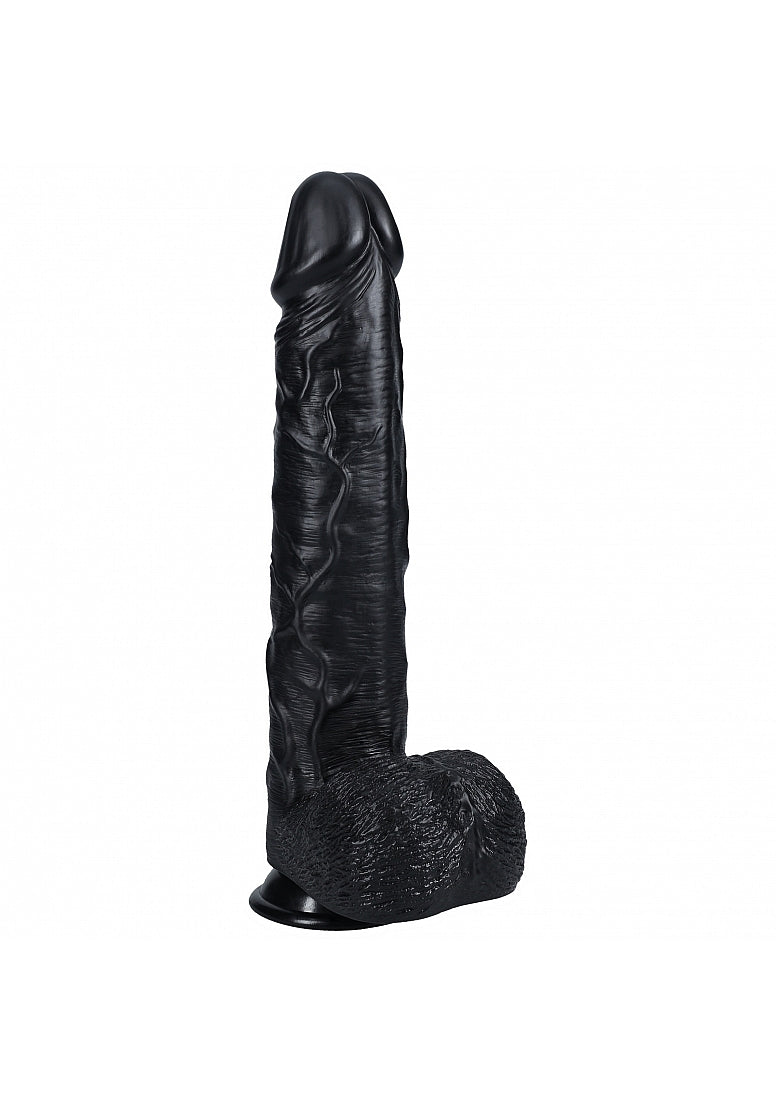 Realrock Ultra Realistic Extra Large Dildo With Balls 33cm - Black - Realistic Dildos