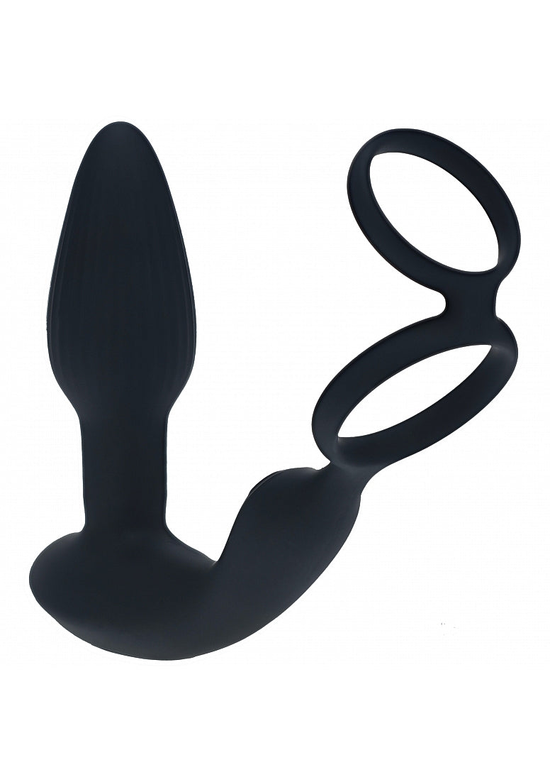 LEVELZ Dual Vibrating Prostate Stimulator with Cock Ring - Black - Prostate Toys