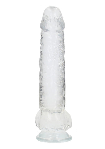 Realrock Realistic Dildo With Balls 25.4 cm Crystal Clear TPE Construction - Realistic Dildos
