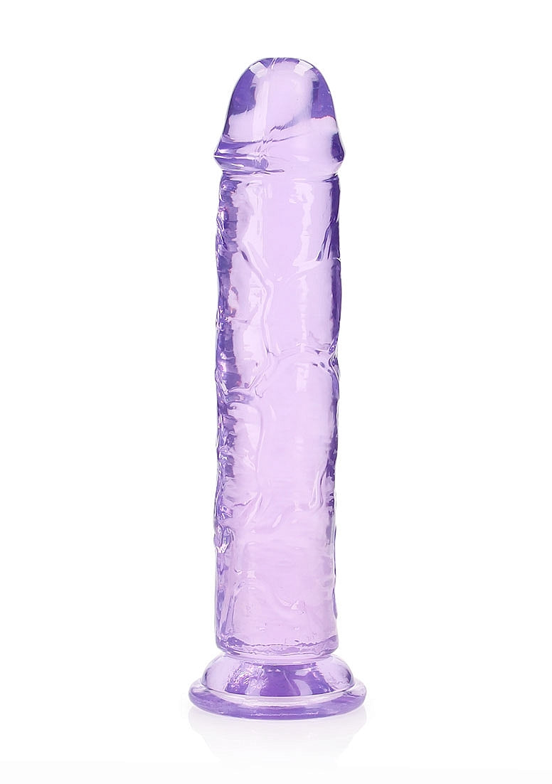 Realrock Crystal Clear 10 Inch Dildo Straight No Balls - Purple - Realistic Dildos
