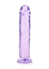 Realrock Crystal Clear 10 Inch Dildo Straight No Balls - Purple - Realistic Dildos