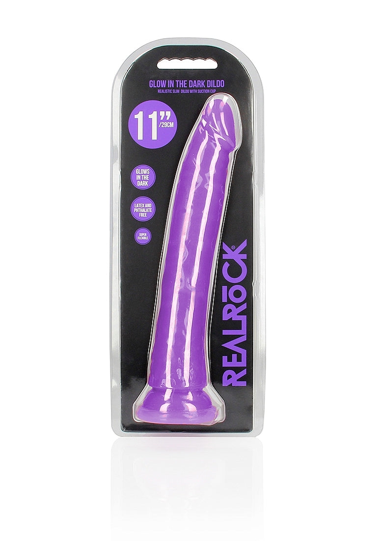 Shots REALROCK 29 cm Slim Glow in the Dark Neon Dong - Realistic Dildos