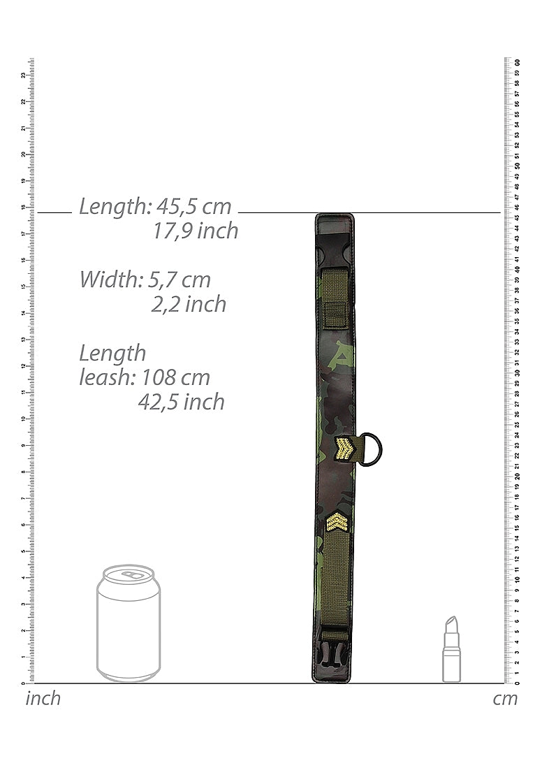 Shots Toys Army Theme Bondage Collar With Leash - - Collars and Leads