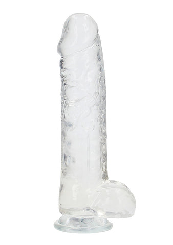 Realrock Realistic Dildo With Balls 25.4 cm Crystal Clear TPE Construction - Realistic Dildos