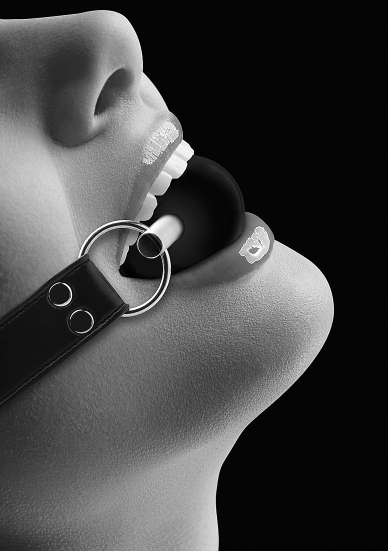 Shots Toys Solid Ball Gag With Bonded Leather Straps - Bondage Gags and Bits
