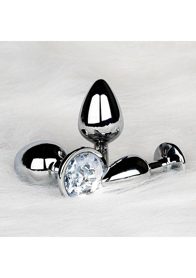 Shots Toys Round Gem Metal Surface Butt Plug Large - Butt Plugs