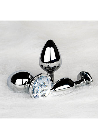Shots Toys Round Gem Metal Surface Butt Plug Large - Butt Plugs
