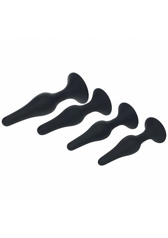 Shots Levelz Slim Fit Silicone Anal Plug Training Kit 4 Sizes - Butt Plugs