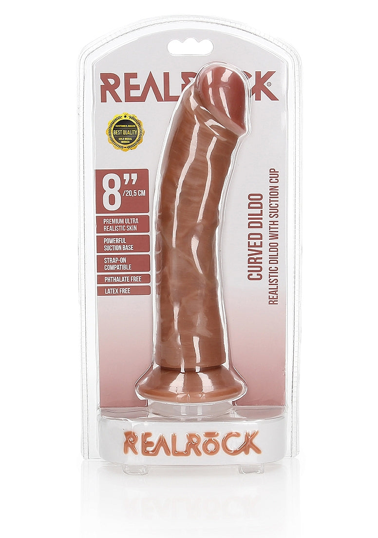Realrock Curved Suction Cup Realistic Dong 20.5 cm - - Realistic Dildos