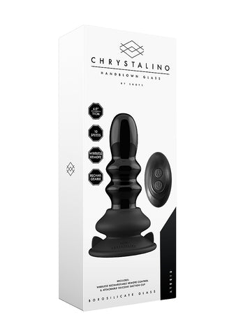 Shots Ribbly Remot Control Rechargeable Glass Vibrator - Glass Sex Toys