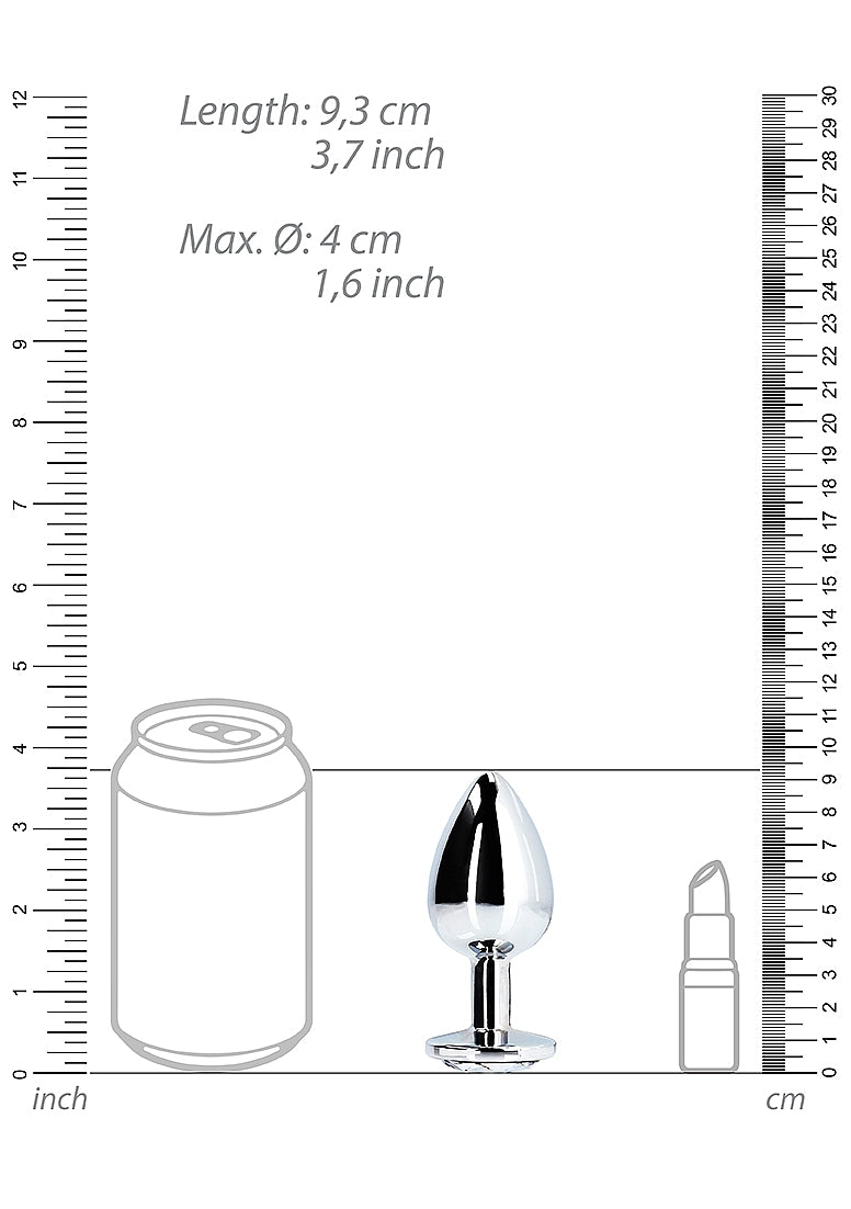 Shots Toys Round Gem Metal Surface Butt Plug Large - Butt Plugs