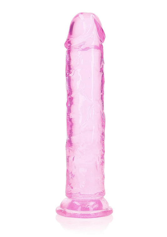 Realrock Crystal Clear 8 Inch No Balls Straight Dildo - Pink - Realistic Dildos