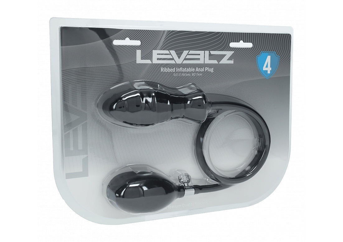 Shots Levelz Ribbed Inflatable Silicone Anal Plug - Butt Plugs