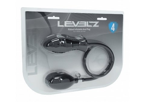 Shots Levelz Ribbed Inflatable Silicone Anal Plug - Butt Plugs