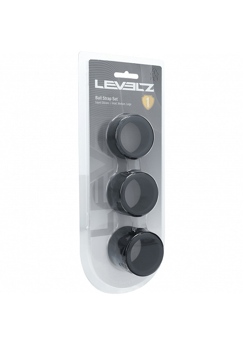 Shots LEVELZ Liquid Silicone Ball Strap Set of 3 Sizes - - Cock Ring Sets