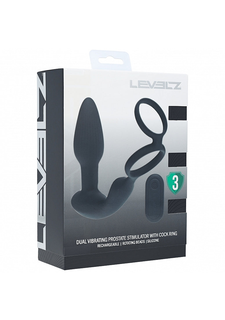 LEVELZ Dual Vibrating Prostate Stimulator with Cock Ring - - Prostate Toys