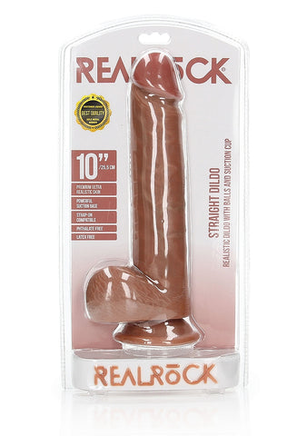 Realrock Straight Realistic Dildo With Balls 25.5cm Suction Cup - Realistic Dildos