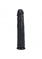 Realrock Extra Large No Balls Realistic Skin Dildo 38cm - Black - Realistic Dildos