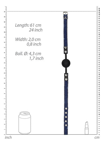 Shots Toys Silicone Ball Gag With Roughend Denim Straps - Bondage Gags and Bits