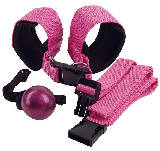 Sinners' Sex Straps with Ball Gag Pink - - Cuffs And Restraints