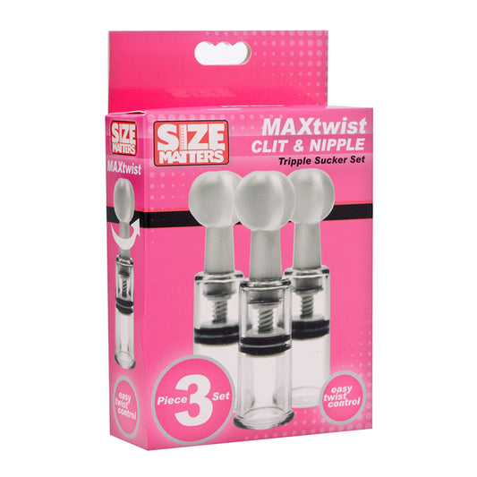 Size Matters Max Twist Clit and Nipple Tripple Sucker Set - - Nipple and Clit Clamps