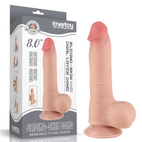8 Inch Sliding Skin Dual Layer Suction Dong by Lovetoy