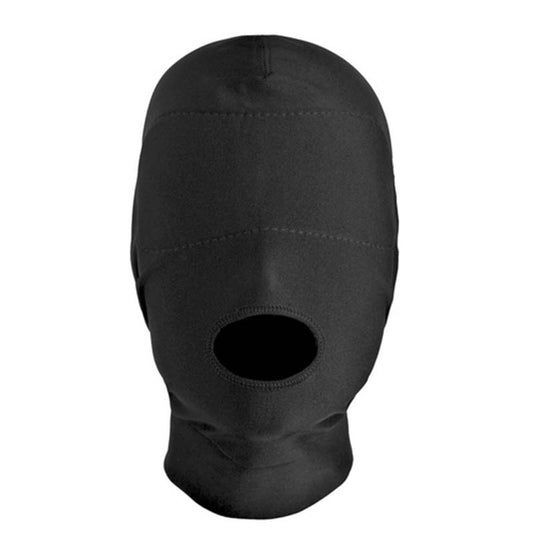 Spandex Open Mouth Hood With Padded Blindfold - - Bondage Hoods