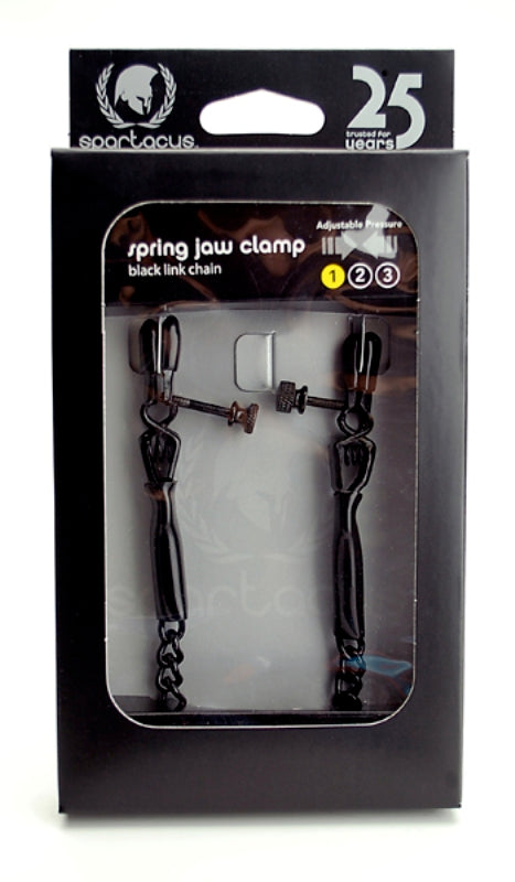 Spartacus Adjustable Spring Jaw Clamps with Link Chain - - Nipple and Clit Clamps