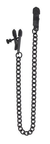 Spartacus Adjustable Broad Tip Nipple Clamps with Link Chain - - Nipple and Clit Clamps